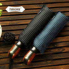 Automatic Folding Business Striped Blue Umbrella