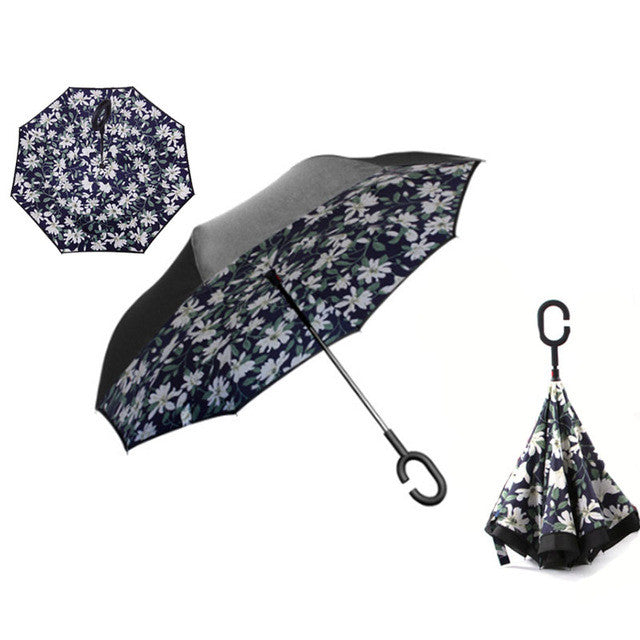 Lily Windproof Reverse Folding Double Layer Inverted Umbrella
