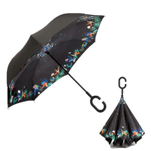 Deciduous flowering Windproof Reverse Folding Double Layer Inverted Umbrella