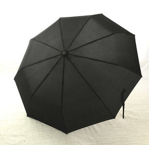Automatic Folding Business Striped Black Umbrella