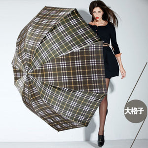 British style Oversized Lattice Fold Anti-UV Sun/Rain umbrella rain women/men Stick Outdoor Umbrella brand Manual Big Parasol