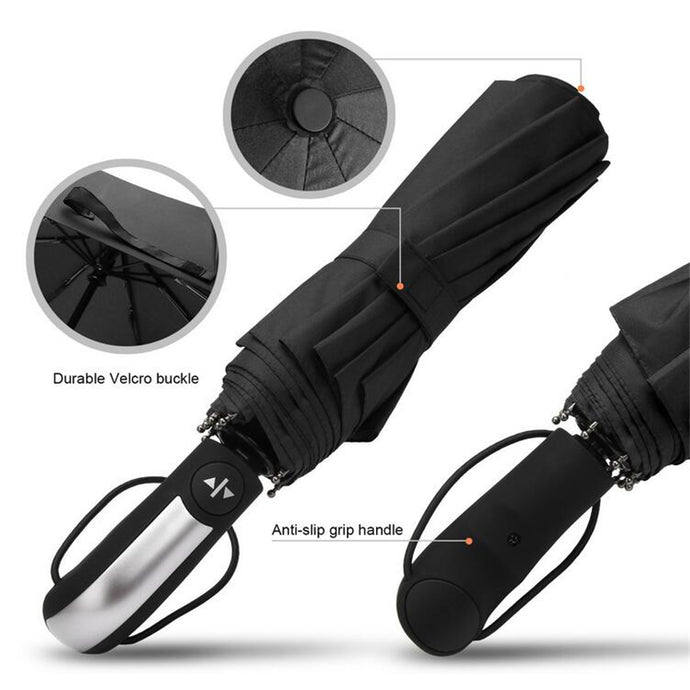 Mens/Womans Auto Open & Close Automatic Travel Umbrella with Teflon  Canopy  and 10 Rib Wind Resistant Frame Travel Umbrella