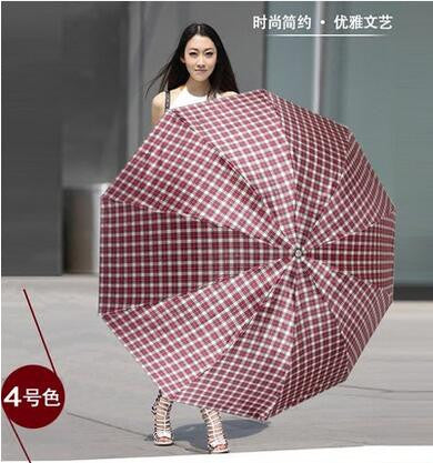 British style Oversized Lattice Fold Anti-UV Sun/Rain umbrella rain women/men Stick Outdoor Umbrella brand Manual Big Parasol