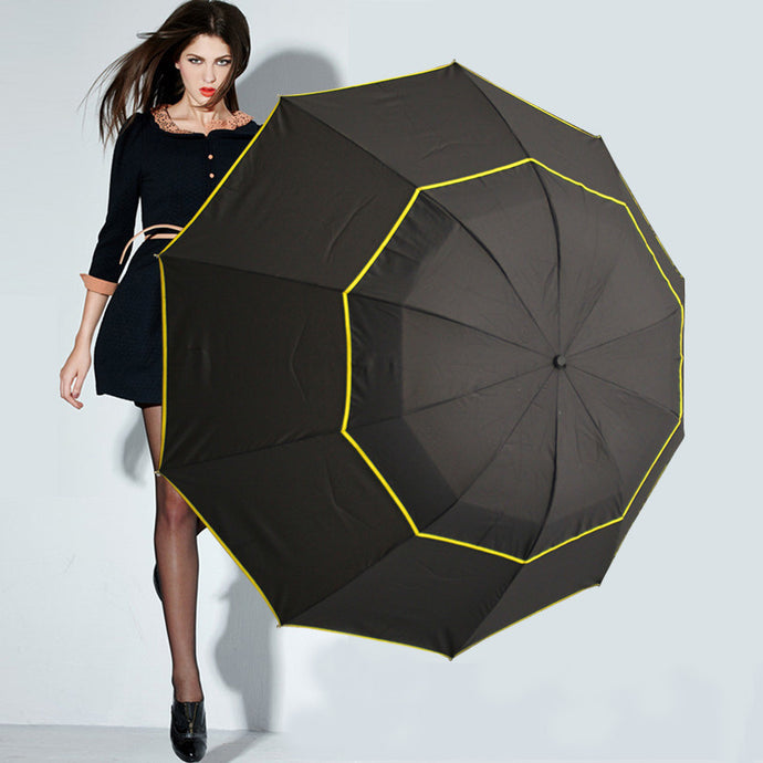 Large Color Trimed Nylon 3 Fold Manual Umbrella