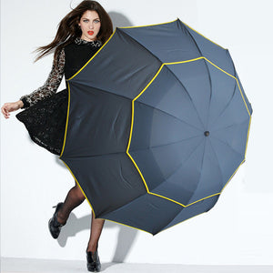 Large Color Trimed Nylon 3 Fold Manual Umbrella