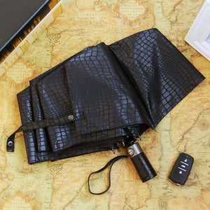 CHN-TOP Imitation Crocodile Skin Umbrella Men Rain Women Three Folding Windproof Fully Automatic Gentle High Quality Umbrellas