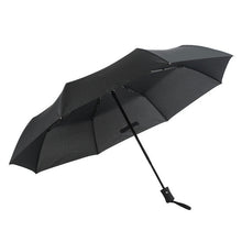 Men's Solid Color Compact Semi Automatic Three Fold Umbrella