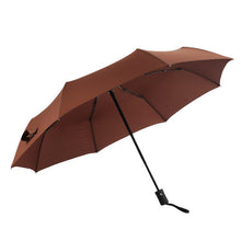 Men's Solid Color Compact Semi Automatic Three Fold Umbrella