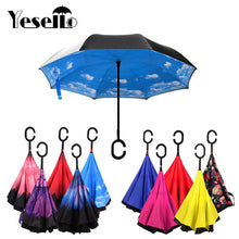 Stars Windproof Reverse Folding Double Layer Inverted Umbrella