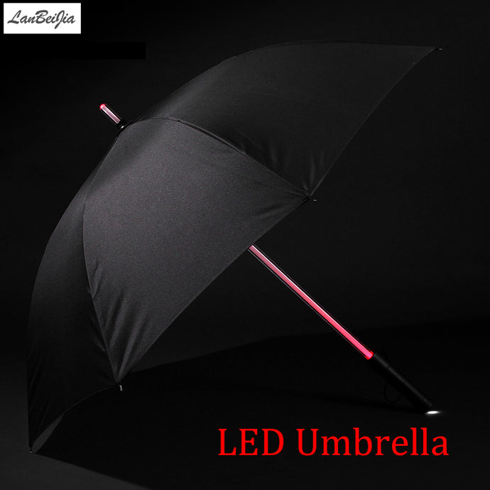 Unisex Transparent Led Golf Rain Umbrella w built in flash light