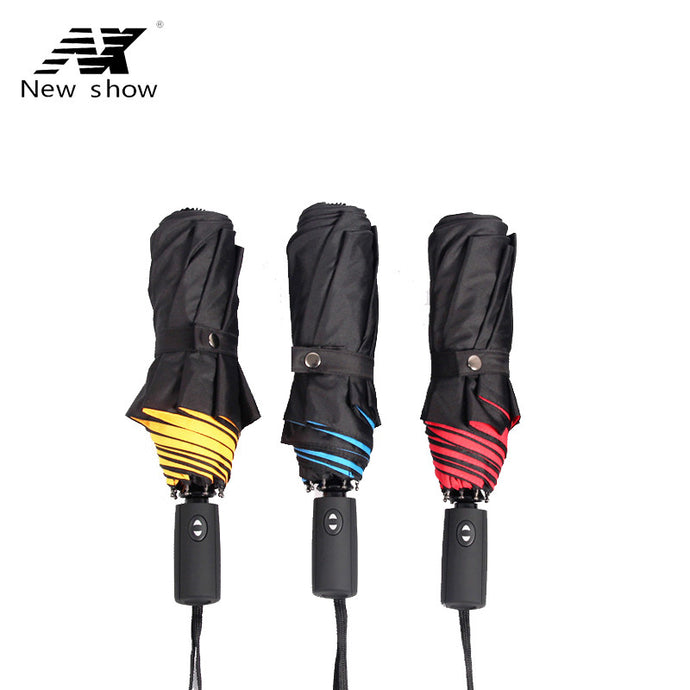 NX 2017 New double layer man three folding umbrella Anti-UV fully automatic umbrellas rain windproof sun women umbrella