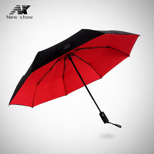 NX 2017 New double layer man three folding umbrella Anti-UV fully automatic umbrellas rain windproof sun women umbrella
